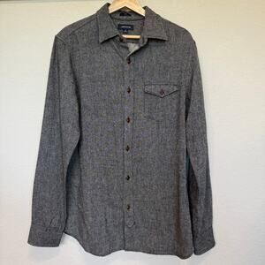 Men's J. Crew Jeans Gray Slim Fit Tweed‎ Button Down Size Medium